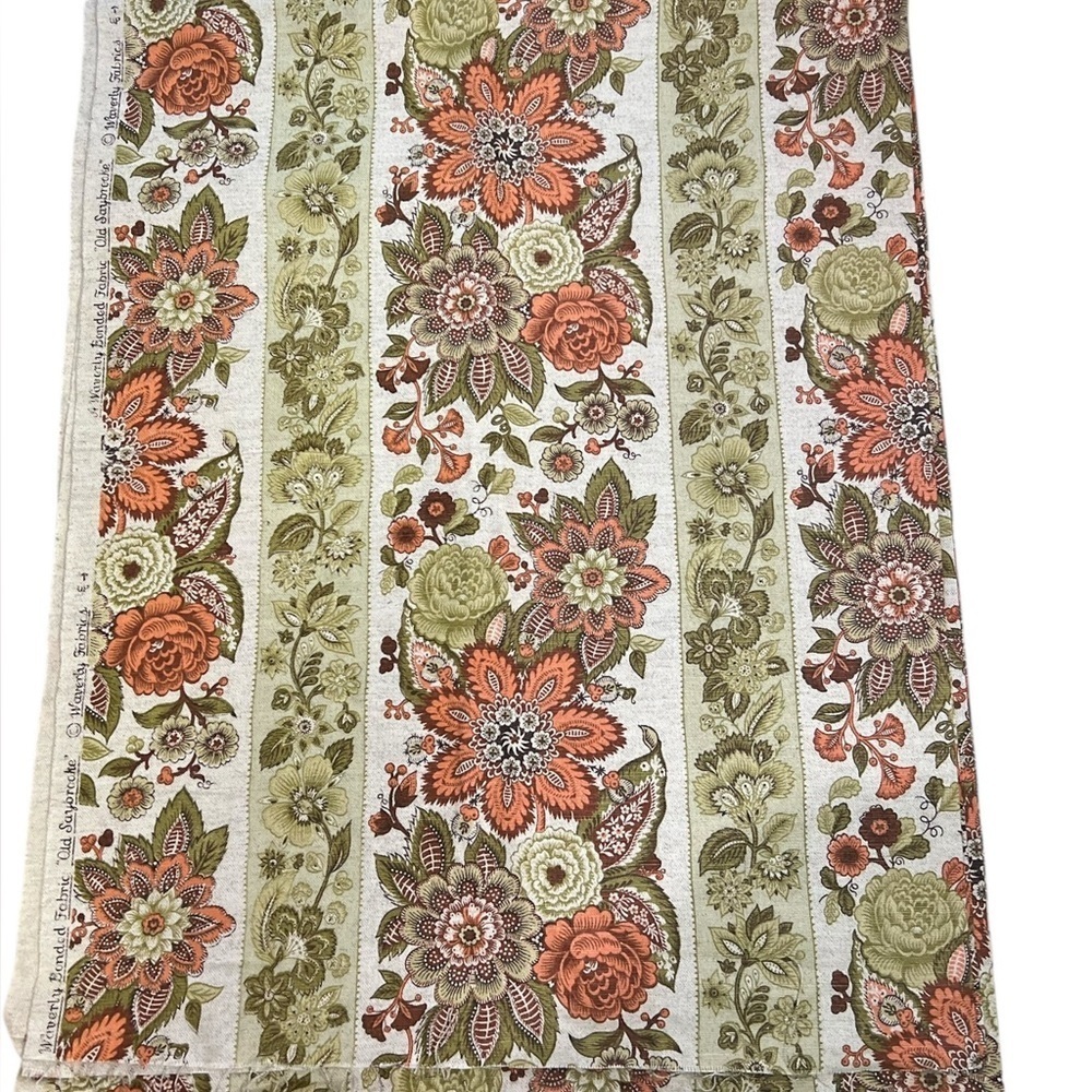 Vintage Waverly Fabrics Old Saybrooke Floral Linen Fabric 49” By 3.5 Yards